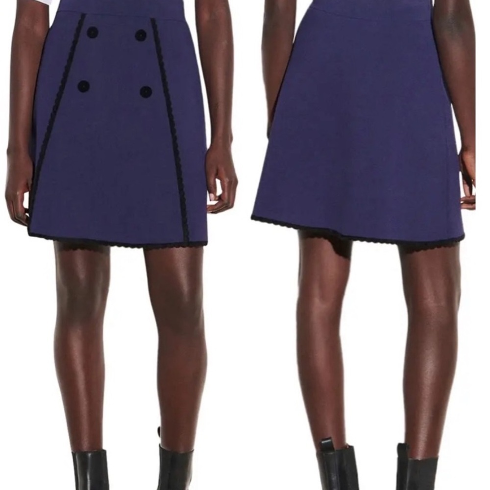 Sandro Jemy A-Line Mini Skirt Navy Blue Size Small